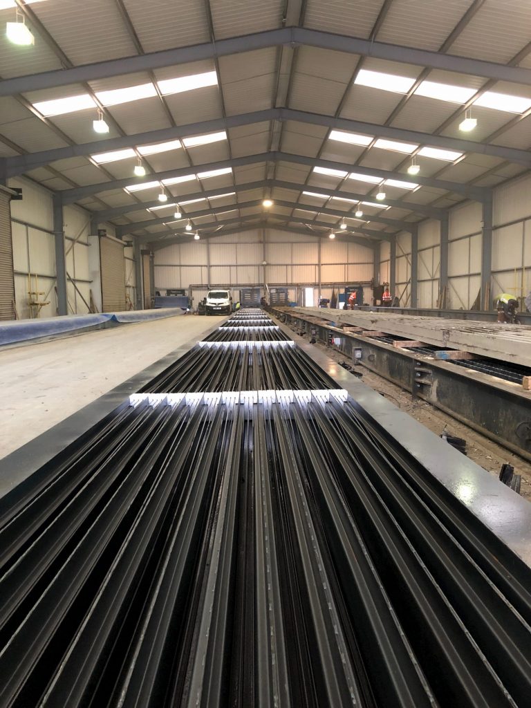 Casting bed for 150 mm light beam