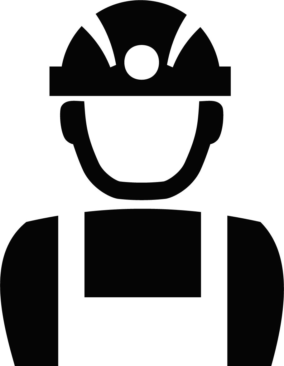 2D Graphic of worker with hard hat