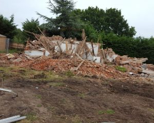 Rubble from recently demolished cottage