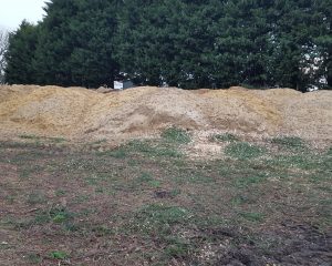 Sand piled up from the excavation of basement