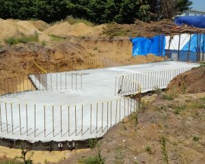 Hollowcore concrete slab over basement ready for ground floor construction