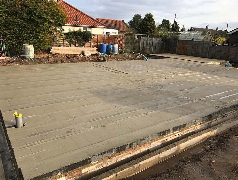 Completed block and beam installation