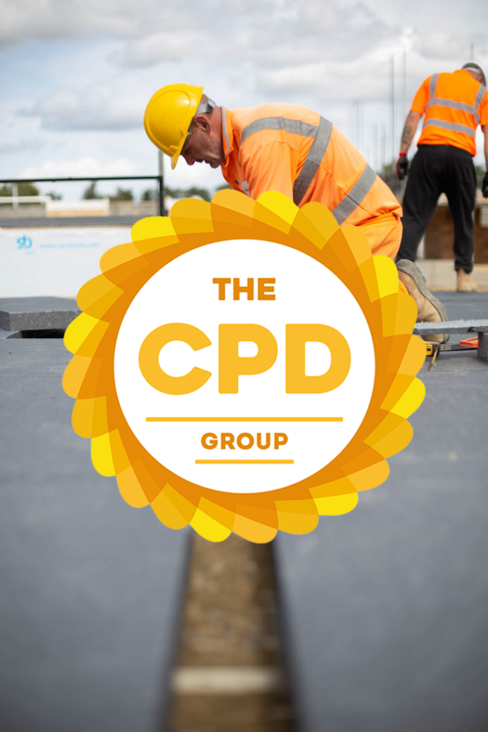 CPD approved logo with insulated concrete flooring installation in the background