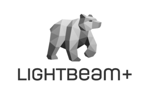 Lightbeam+ logo for beam and block floors with geometric bear